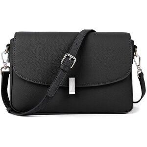 Women Black Faux Leather Imported Zipper Purses Adjustable Strap Crossbody Bags